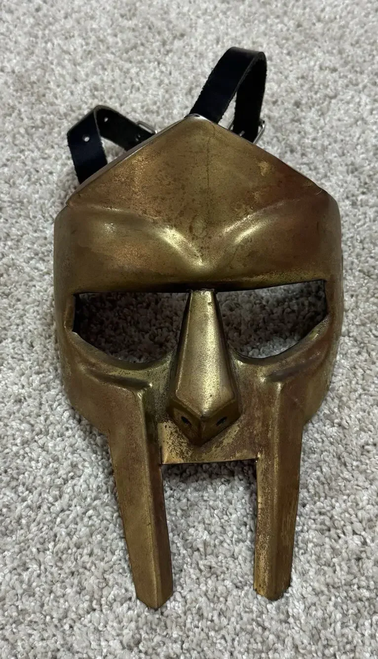 MF DOOM Gladiator Mask Brass Finish Metal Cosplay Helmet Adult Costume